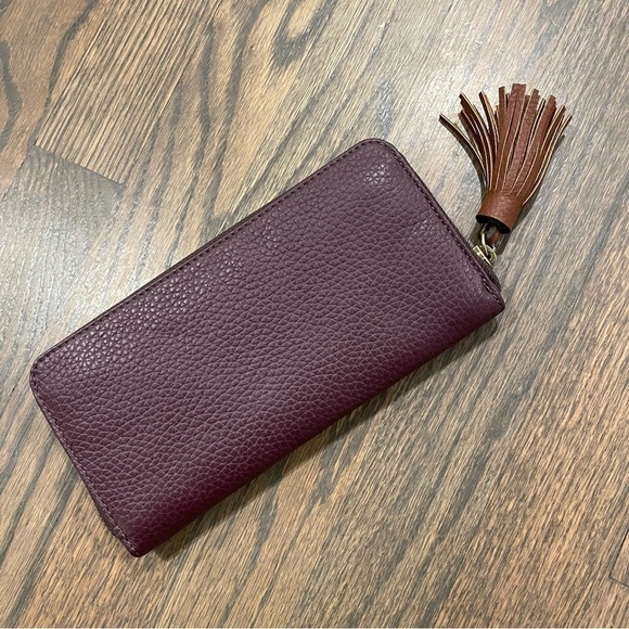 NWT Fossil Tara Clutch Zip Around Leather Wallet in Fig - Picture 8 of 10
